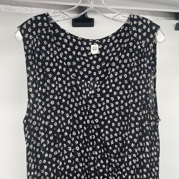 Gap Womens Floral Jumpsuit Sleeveless Wide Leg Black/White Size XL Pockets - Picture 5 of 9
